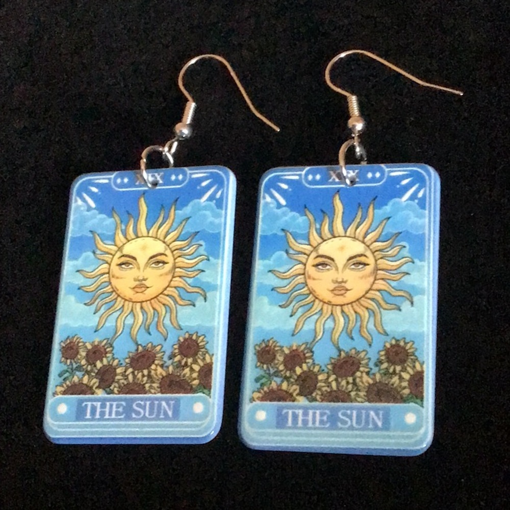 The Sun Tarot Card Dangle Earrings New Acrylic